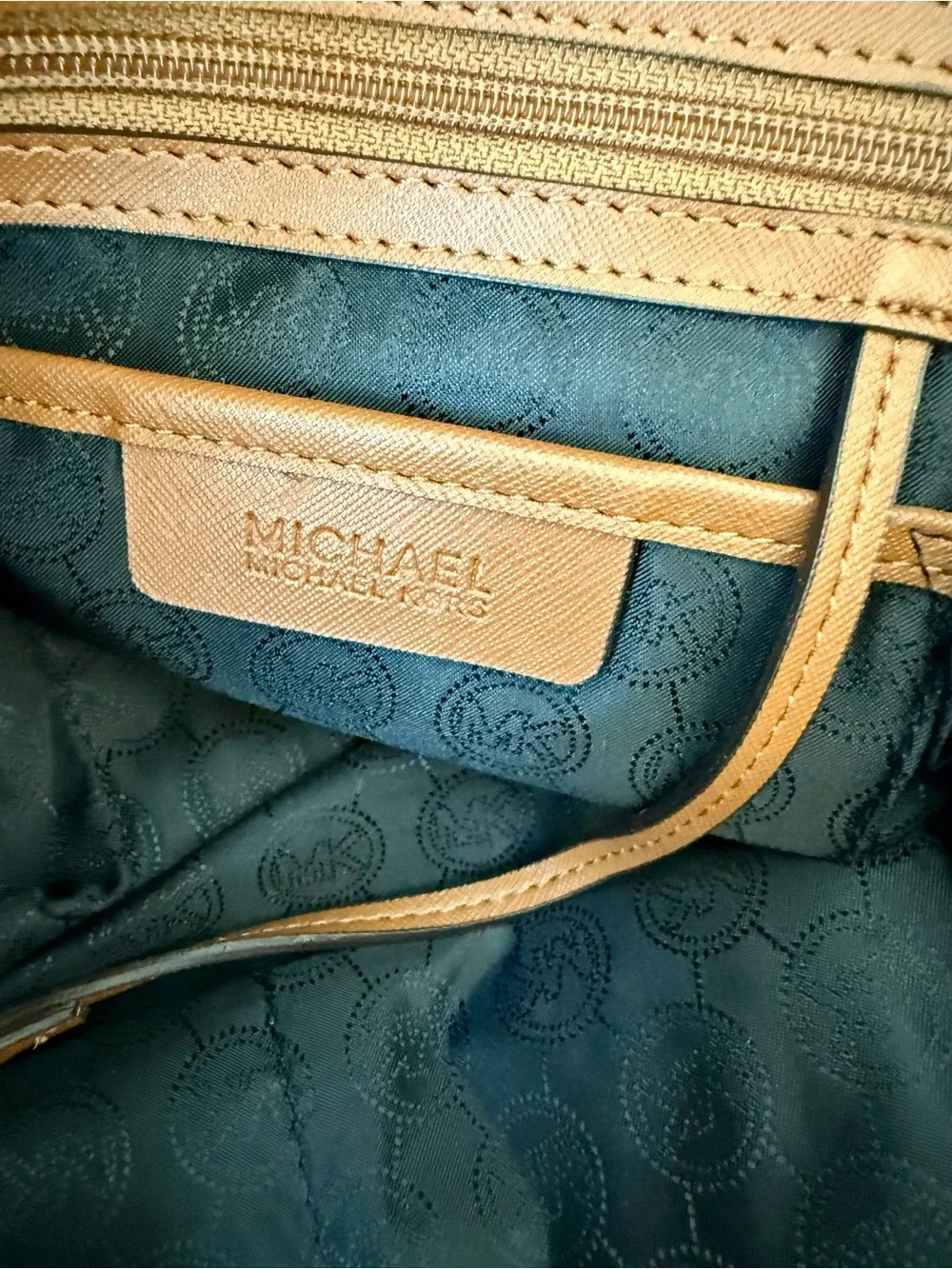 Michael Kors Black Tote with Brown Trim and Gold Hardware